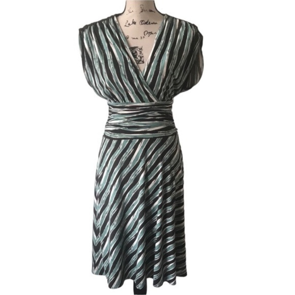BCBGMAXAZRIA Fit And Flare Striped Multicolored Dress Sz XS